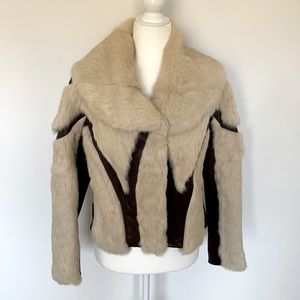 Haute Hippie Rabbit Fur and Leather Coat XS